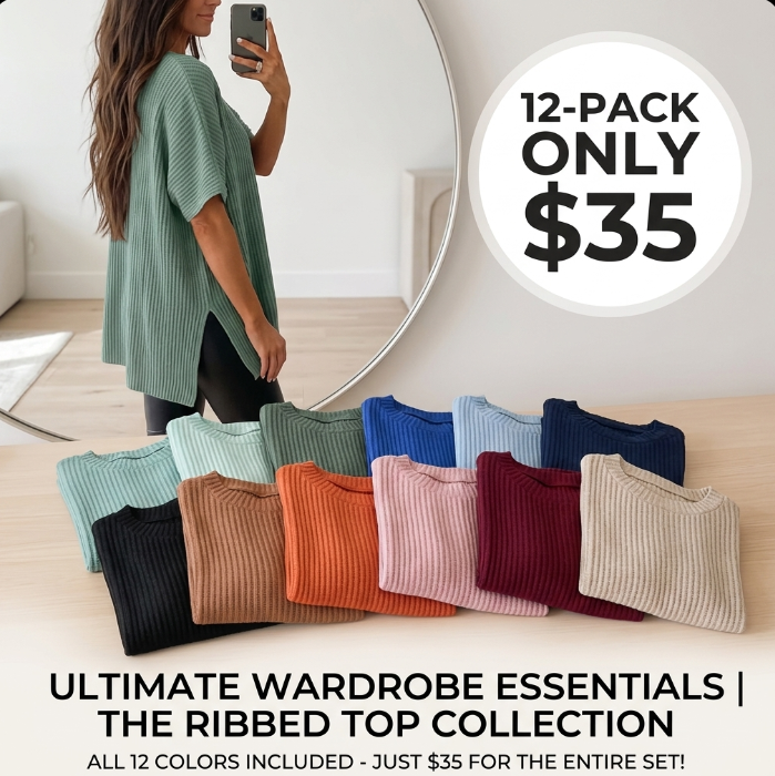 Women's Oversized Ribbed Short Sleeve Knit Top