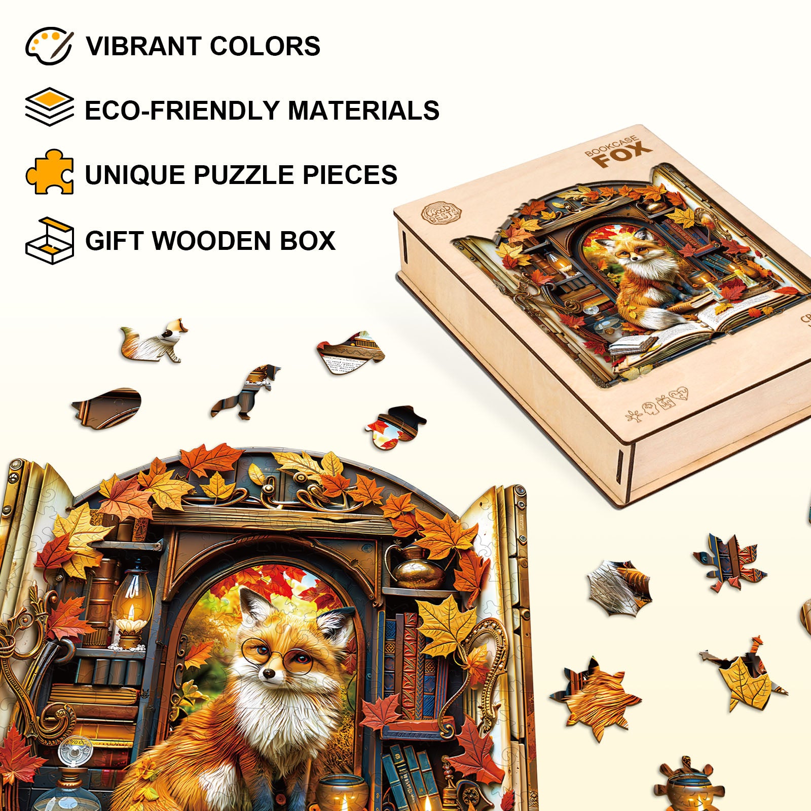 Bookcase Fox Wooden Jigsaw Puzzle