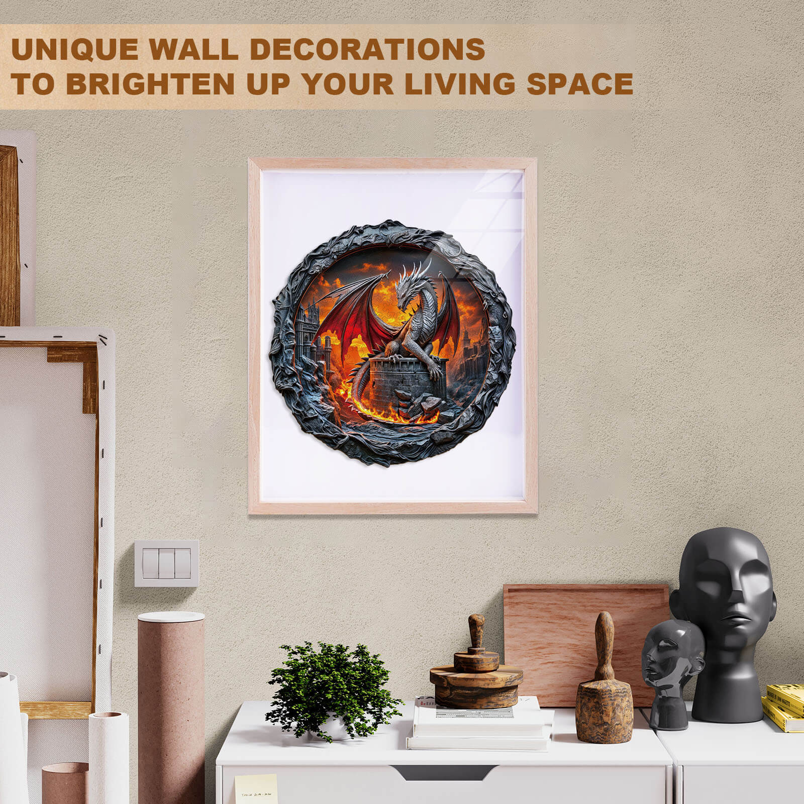 Fiery City Wall Dragon Wooden Jigsaw Puzzle