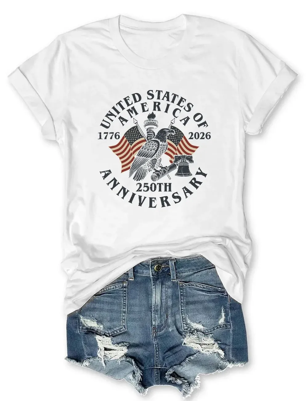 Women'S Retro American Independence Day 250Th Anniversary Edition Short Sleeve Printed T-Shirt