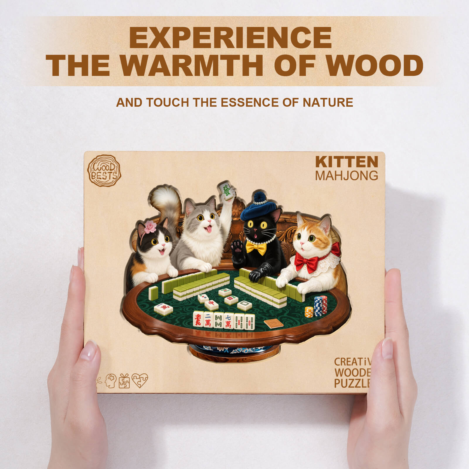Kitten Mahjong Wooden Jigsaw Puzzle