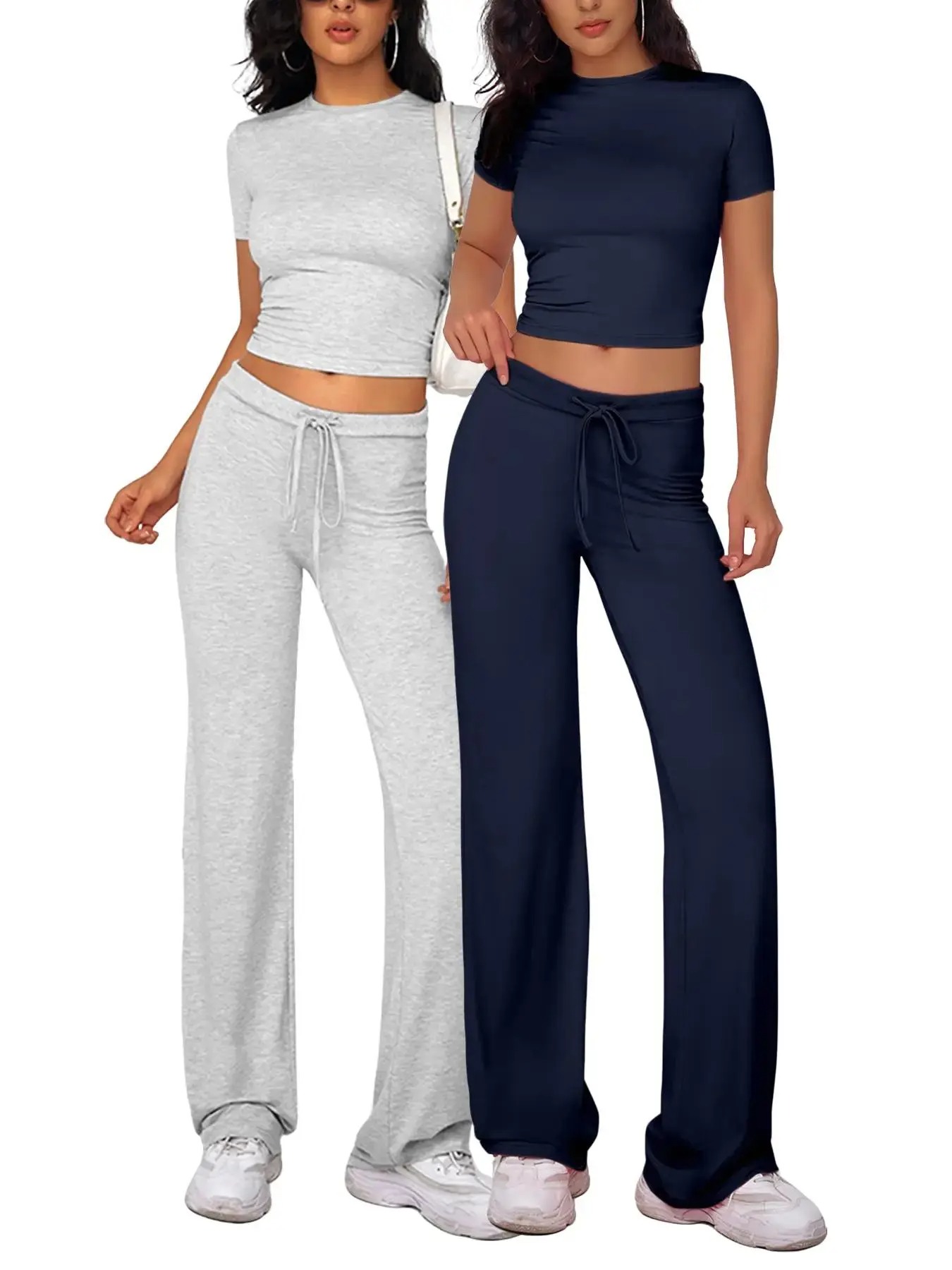 👕👕Women's Casual Crop Tee & Lounge Pants Set