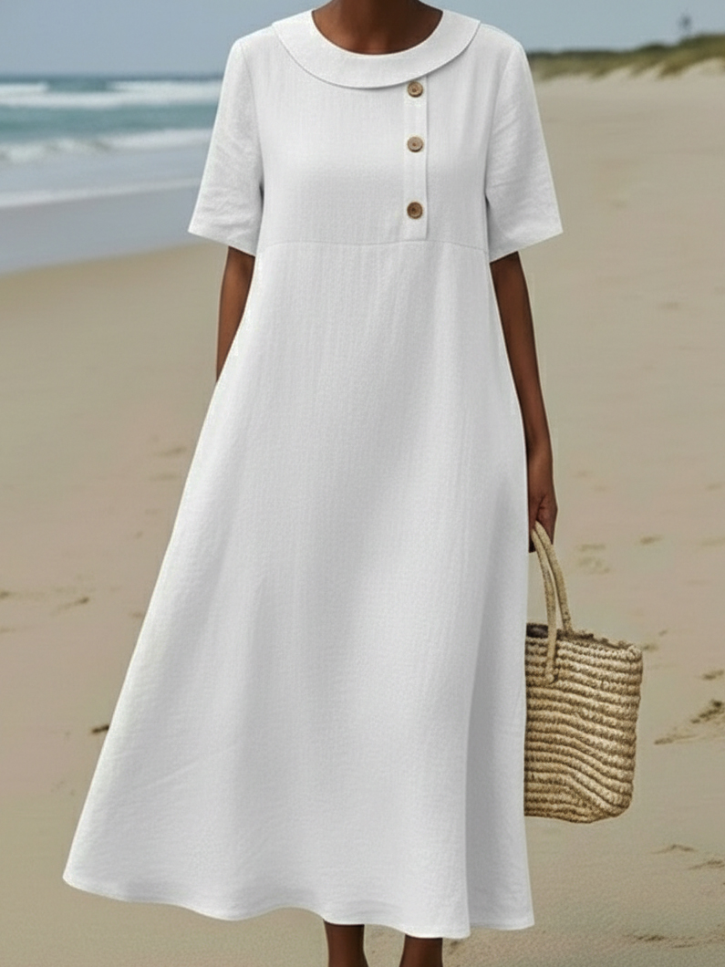 Elegant Cozy Round-neck Loose A-line Dress