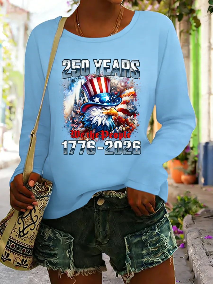 Patriotic 1776-2026 We The People American Eagle Long Sleeve Tee
