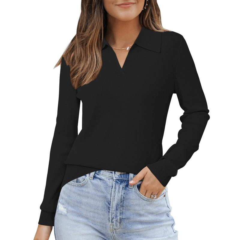 Women's Cozy Wool-Blend Collar Knit Top
