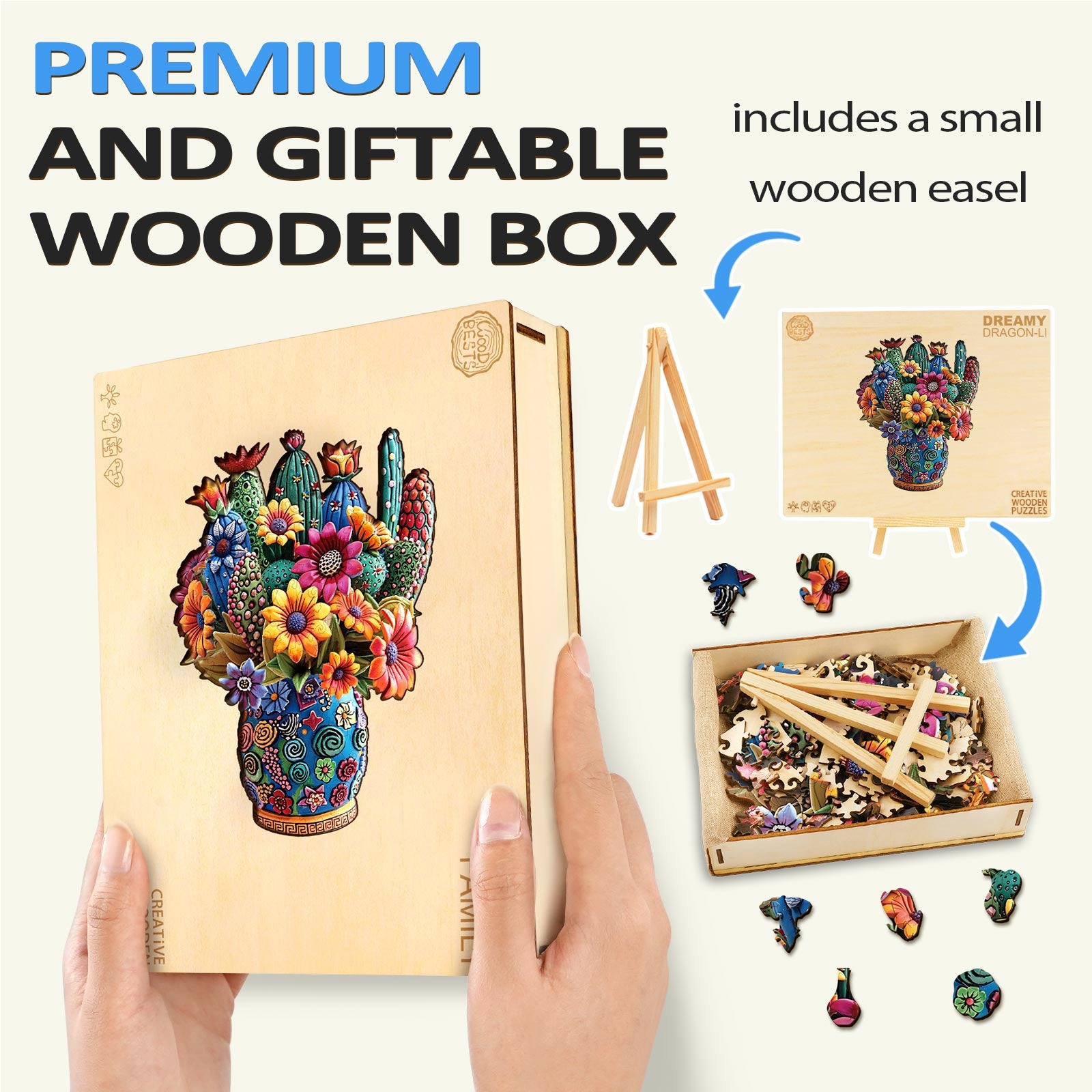 Blooming cactus Wooden Jigsaw Puzzle