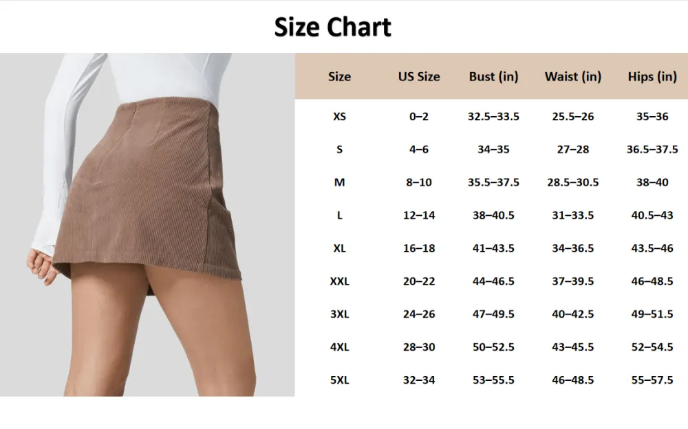 High Waisted Invisible Zipper 2-in-1 Mini A-line Corduroy Casual Skirt