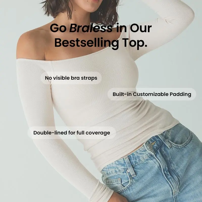 Ribbed Off The Shoulder Long Sleeve