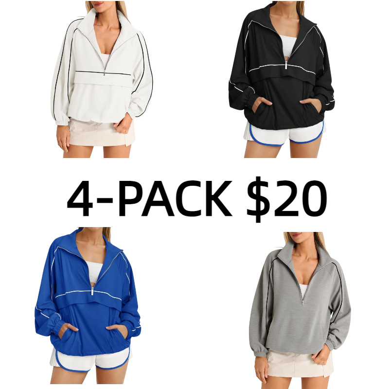 Quarter Zip Pullover Women Moisture-Wicking Oversized Sweatshirt Lightweight Workout Athletic Pullover Jacket