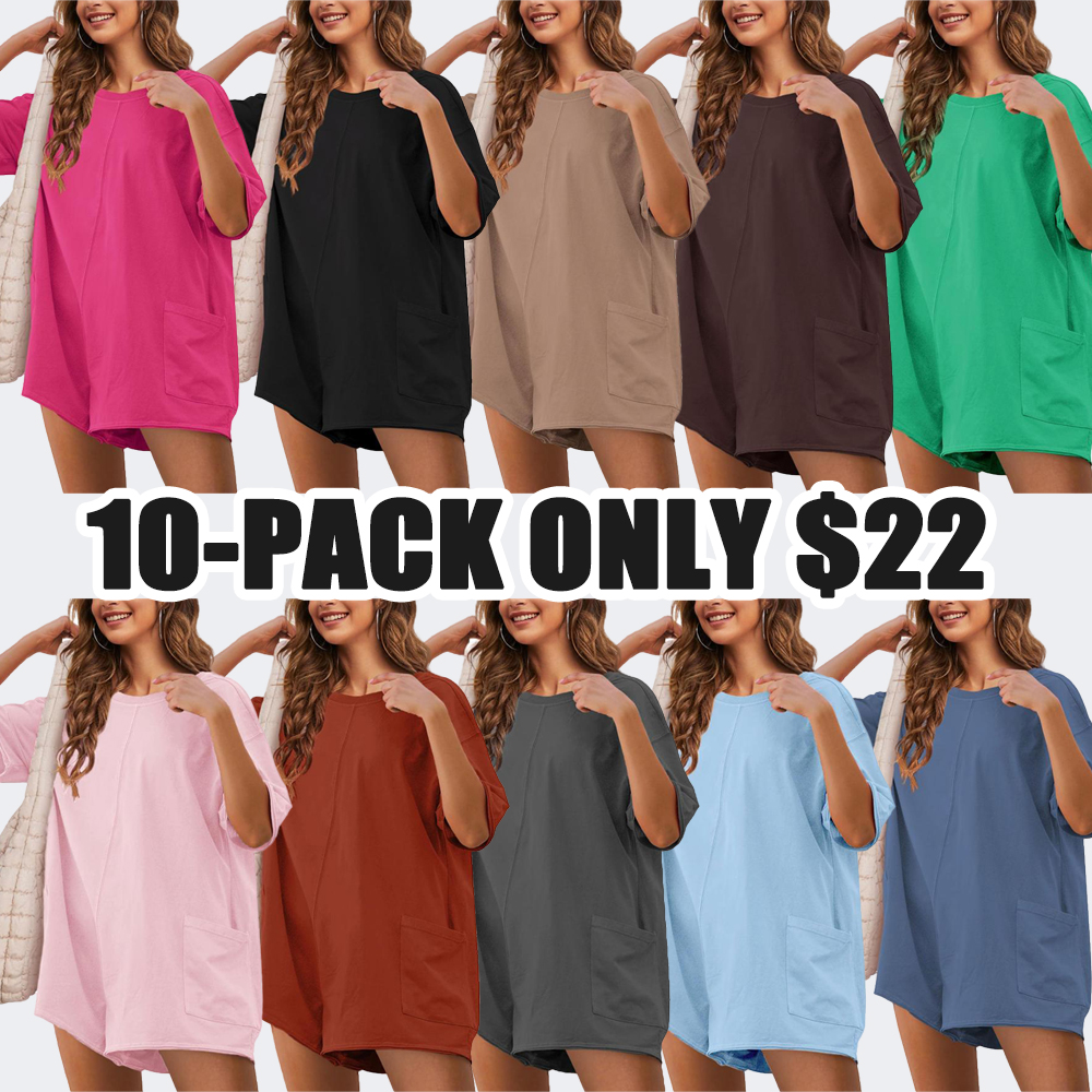 Women’s Oversized Athletic Jumpsuit – Casual Romper Overall, Workout Tee Hot Short Romper (Plus Size Available)