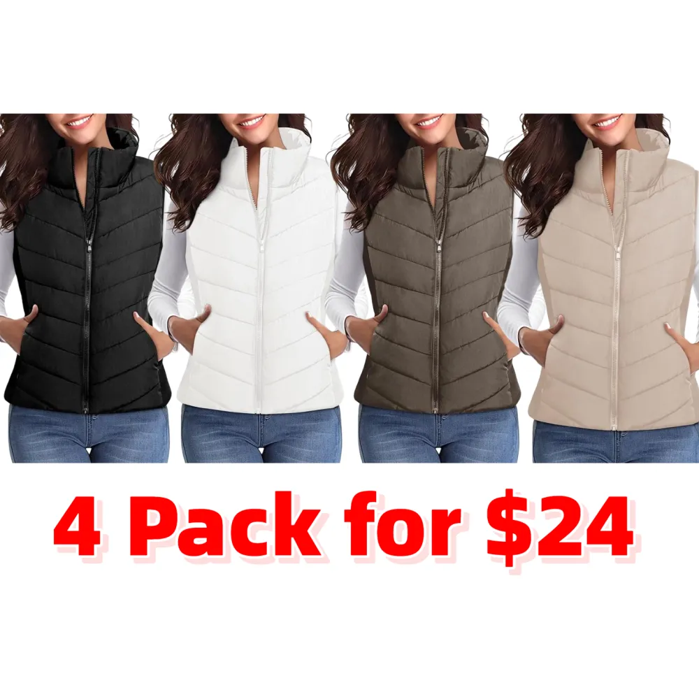 Puffer Vest Women Sleeveless Zip Up Outerwear