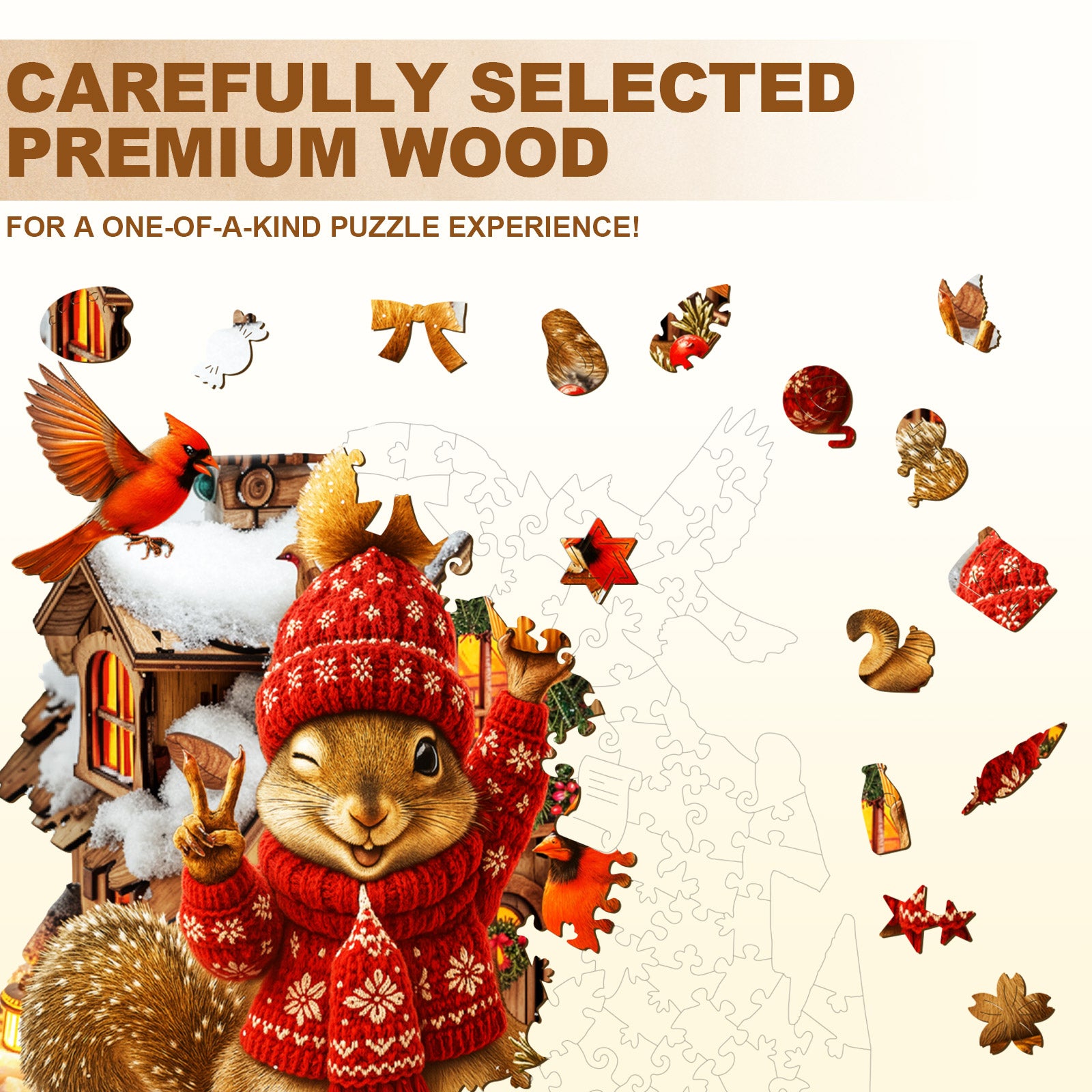 Joyful Squirrel Wooden Jigsaw Puzzle