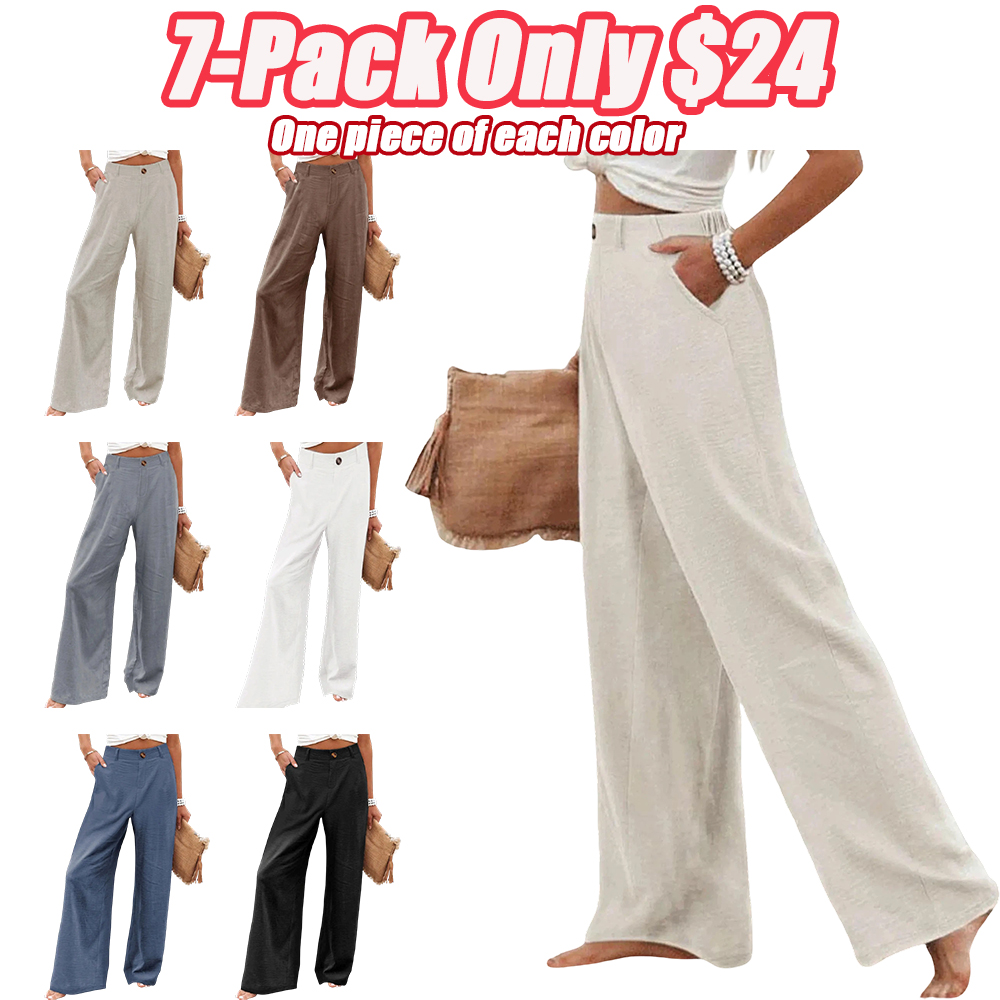 Women's Cotton Linen Pants | Summer 2026 Trendy High Waisted Wide Leg
