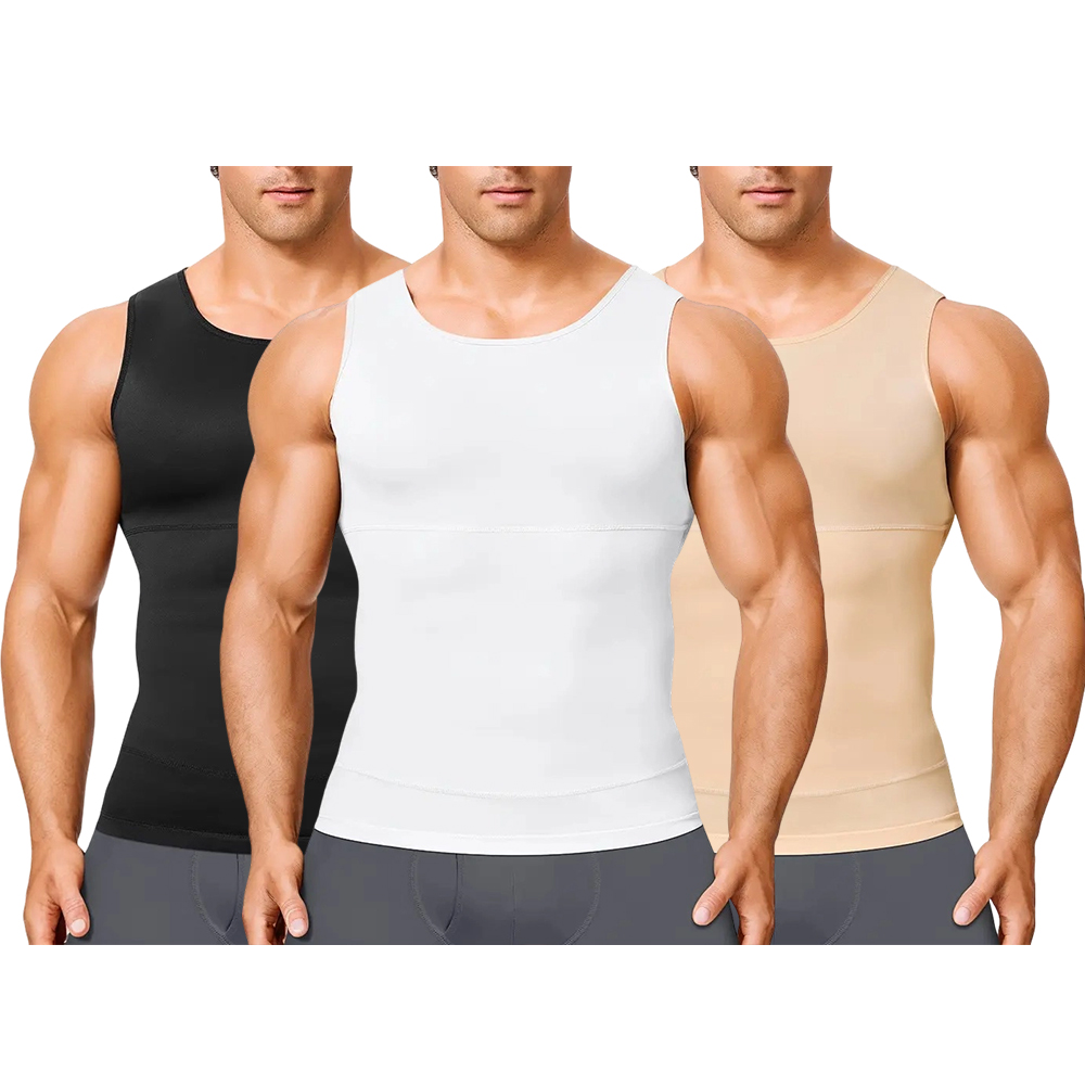 Men’s Silky Soft Compression Shapewear Tank, Slimming Body Shaper Vest with Waist & Chest Support, Stretchy, Odor-Resistant