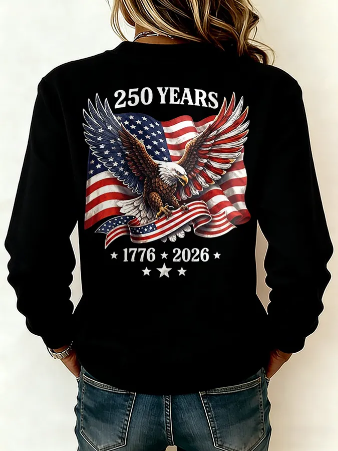 Ladies' Leisure 250th Anniversary National Day Celebration Round Neck Hoodie