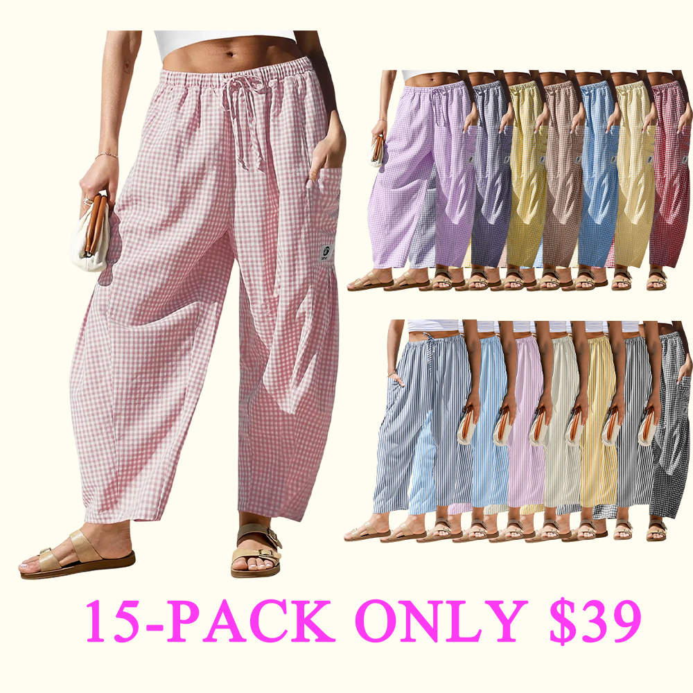 Women's SS26 Wide Leg Gingham Plaid Pants💐