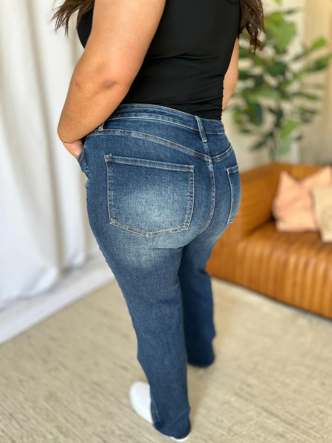 Full Size High Rise Straight Tummy Control Jeans