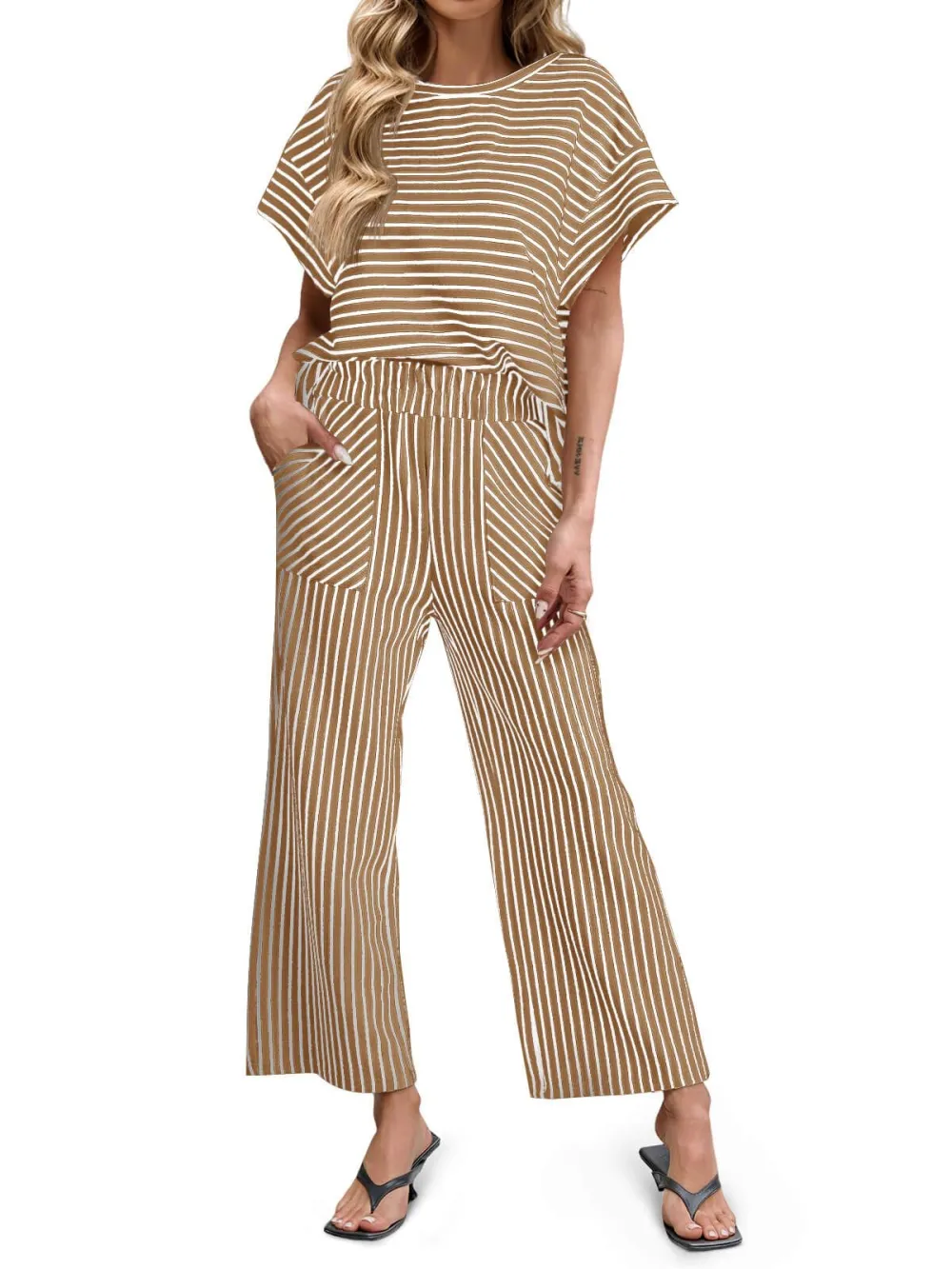 Women's Striped 2 Piece Lounge Set