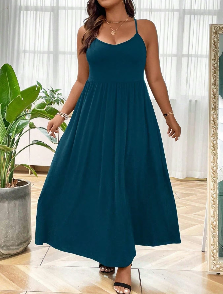 Plus Size Backless Cami Dress - Women's Sleeveless Summer Dress