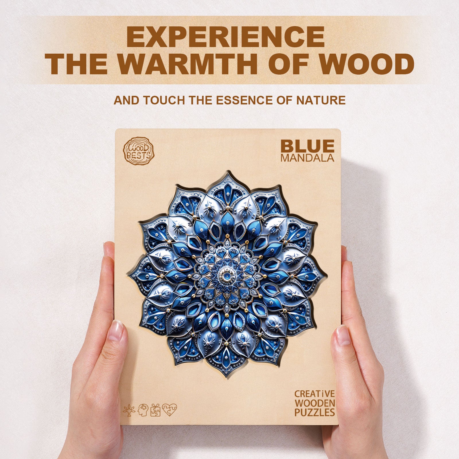 Blue Mandala Wooden Jigsaw Puzzle