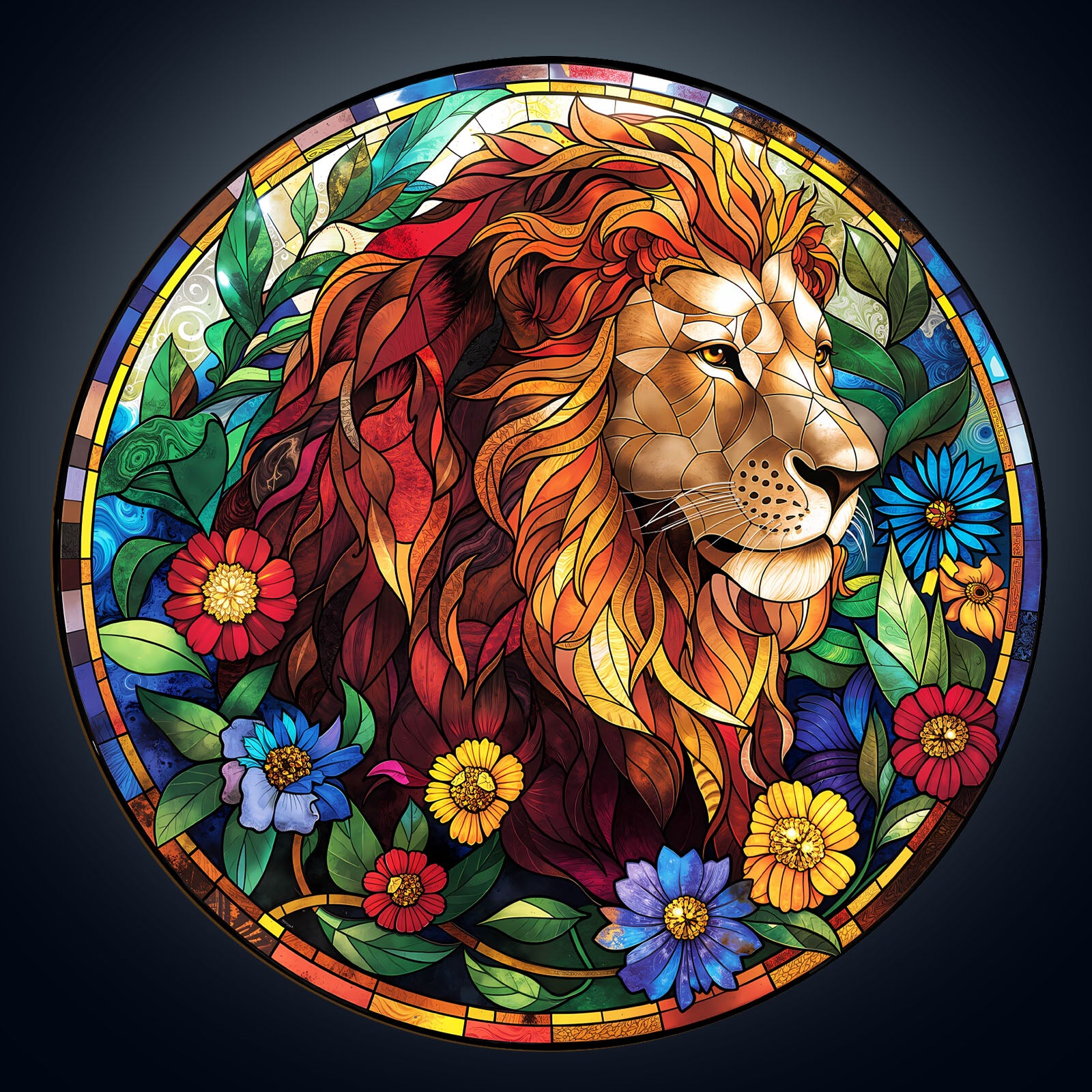 Stained Glass Lion Wooden Jigsaw Puzzle