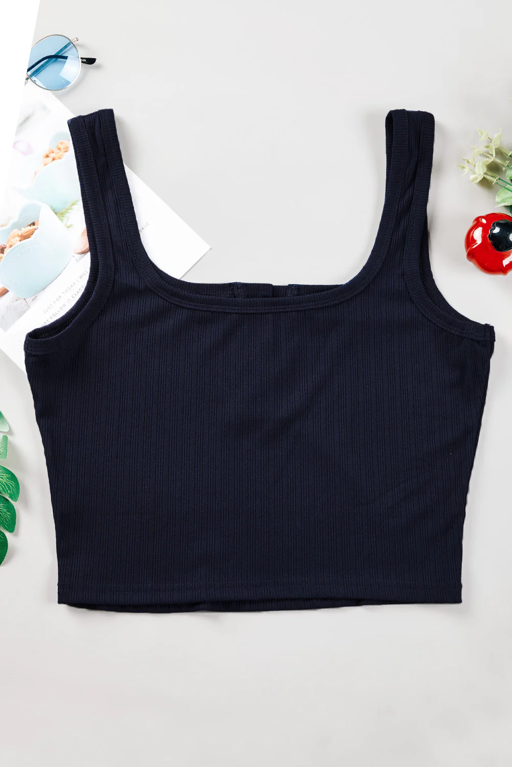 Knit Henley Crop Tank Top