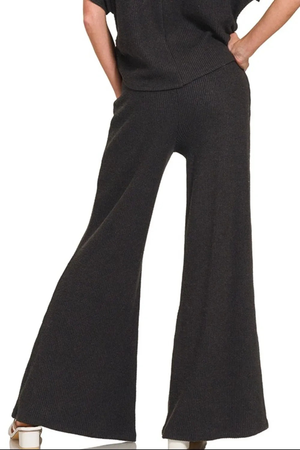 Wide Leg Flare Sweater Pants