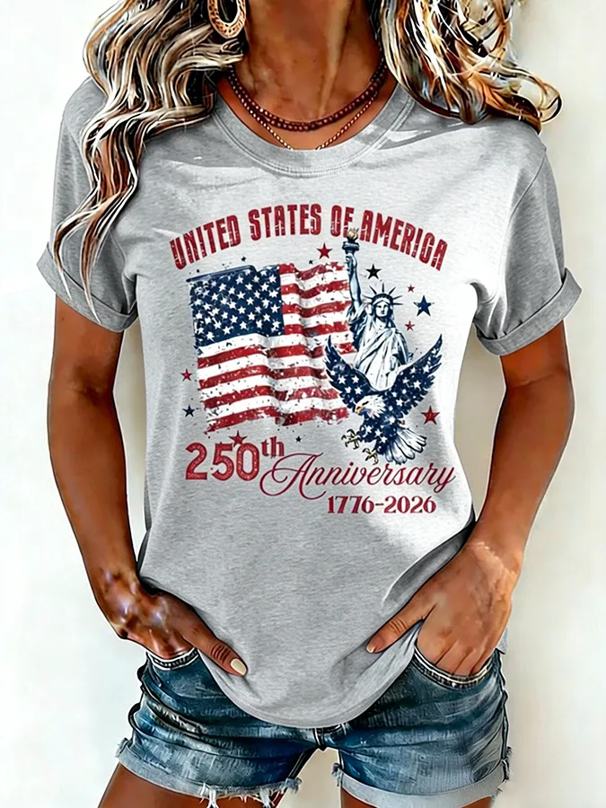 USA 250th Anniversary Statue Of Liberty Eagle Vintage Patriotic Tee