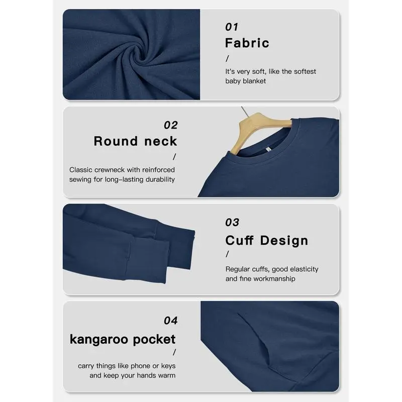 Womens Casual Long Sleeve Hoodless Crewneck Hoodie