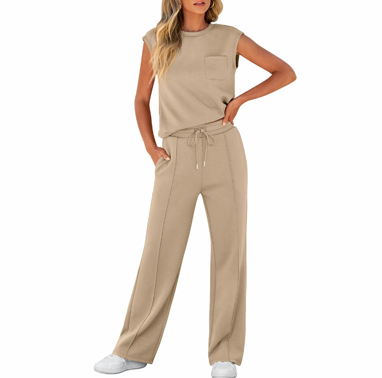 Women's 2-Piece Summer Set – Sleeveless Top & Wide-Leg Pants
