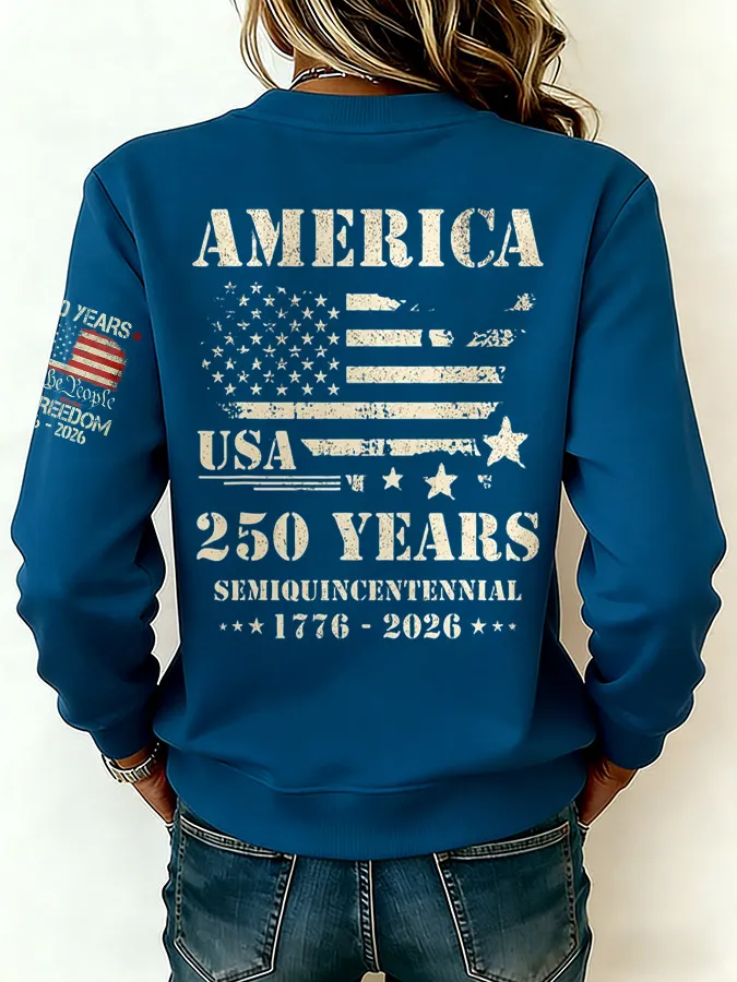 Ladies' Leisure 250th Anniversary National Day Celebration Round Neck Hoodie