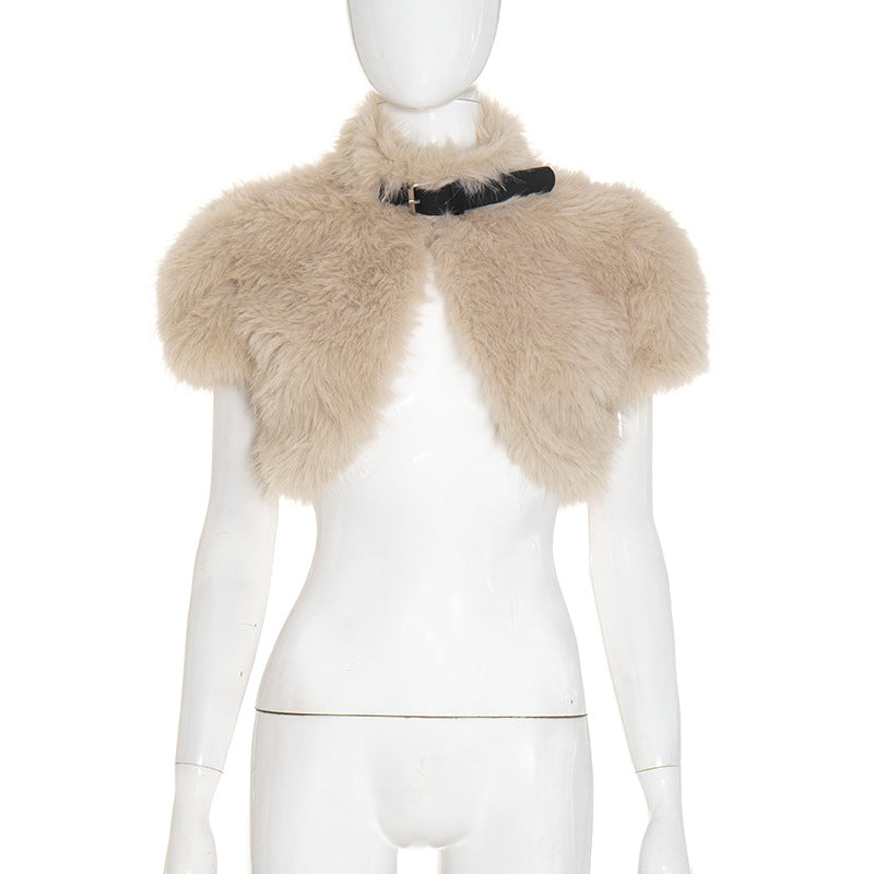 darlene Fur shawl top in apricot