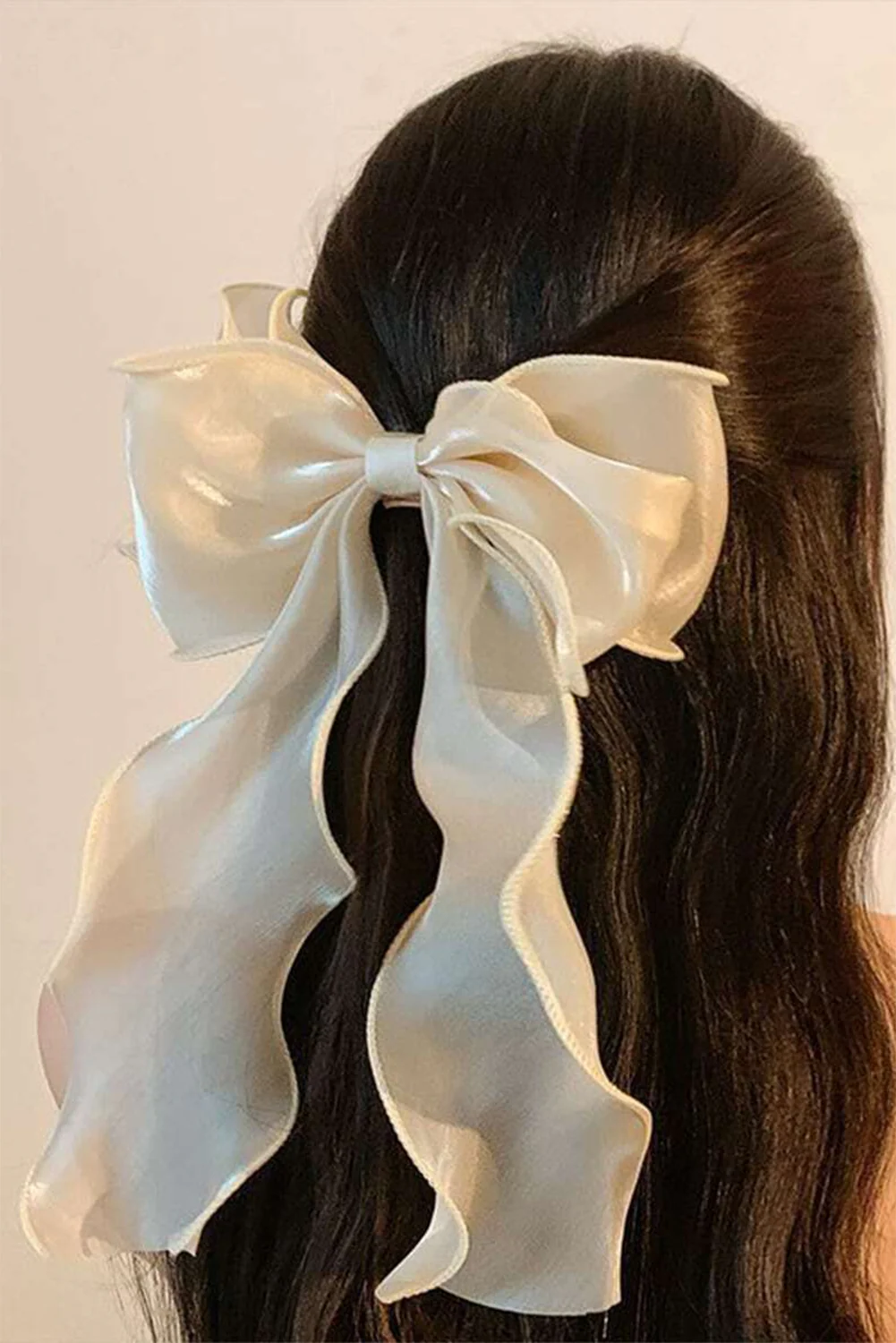 White Sweet Bow Knot Long Tails Large Hair Clip