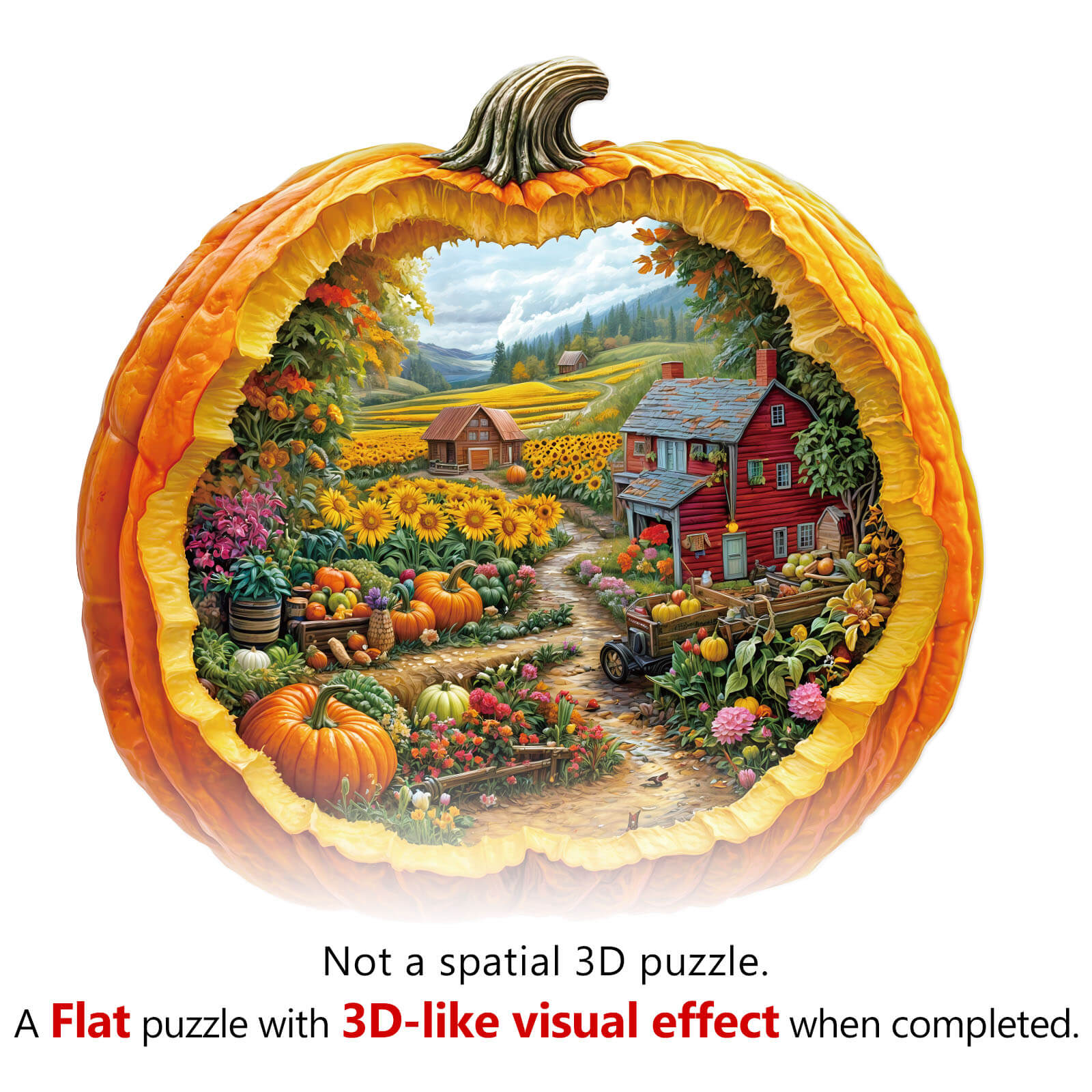 Pumpkin Summer Farm Wooden Jigsaw Puzzle