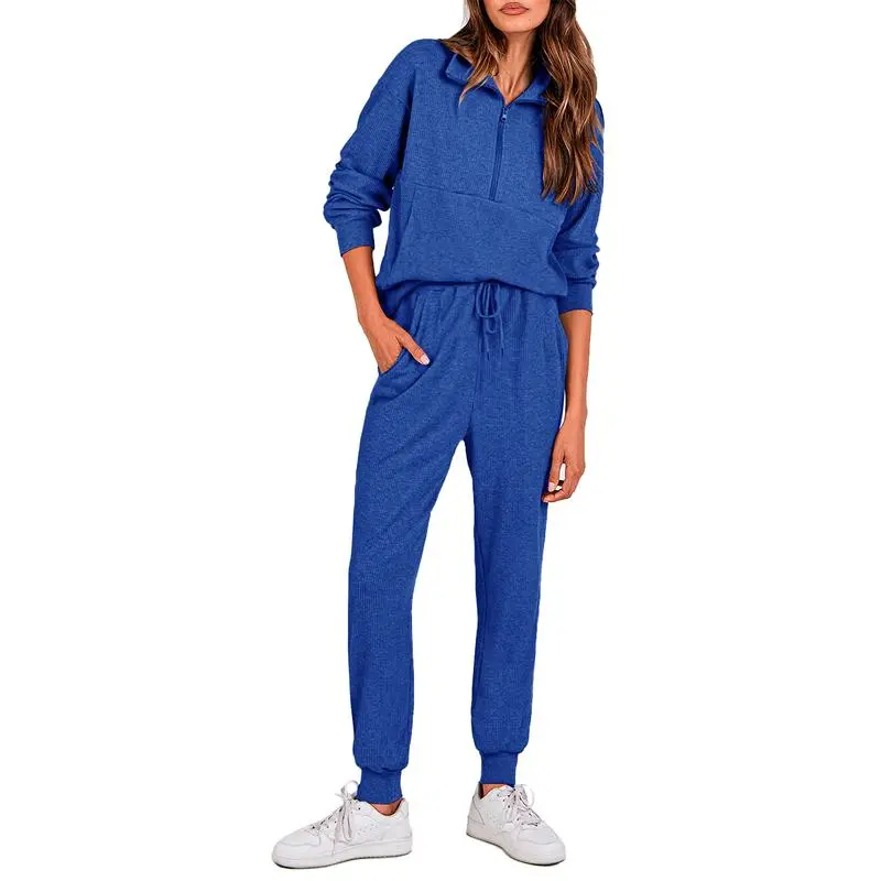 Women's 2-Piece Sweatpants Set Long Sleeve Half Zip Pullover Sweatshirt & Joggers Pants