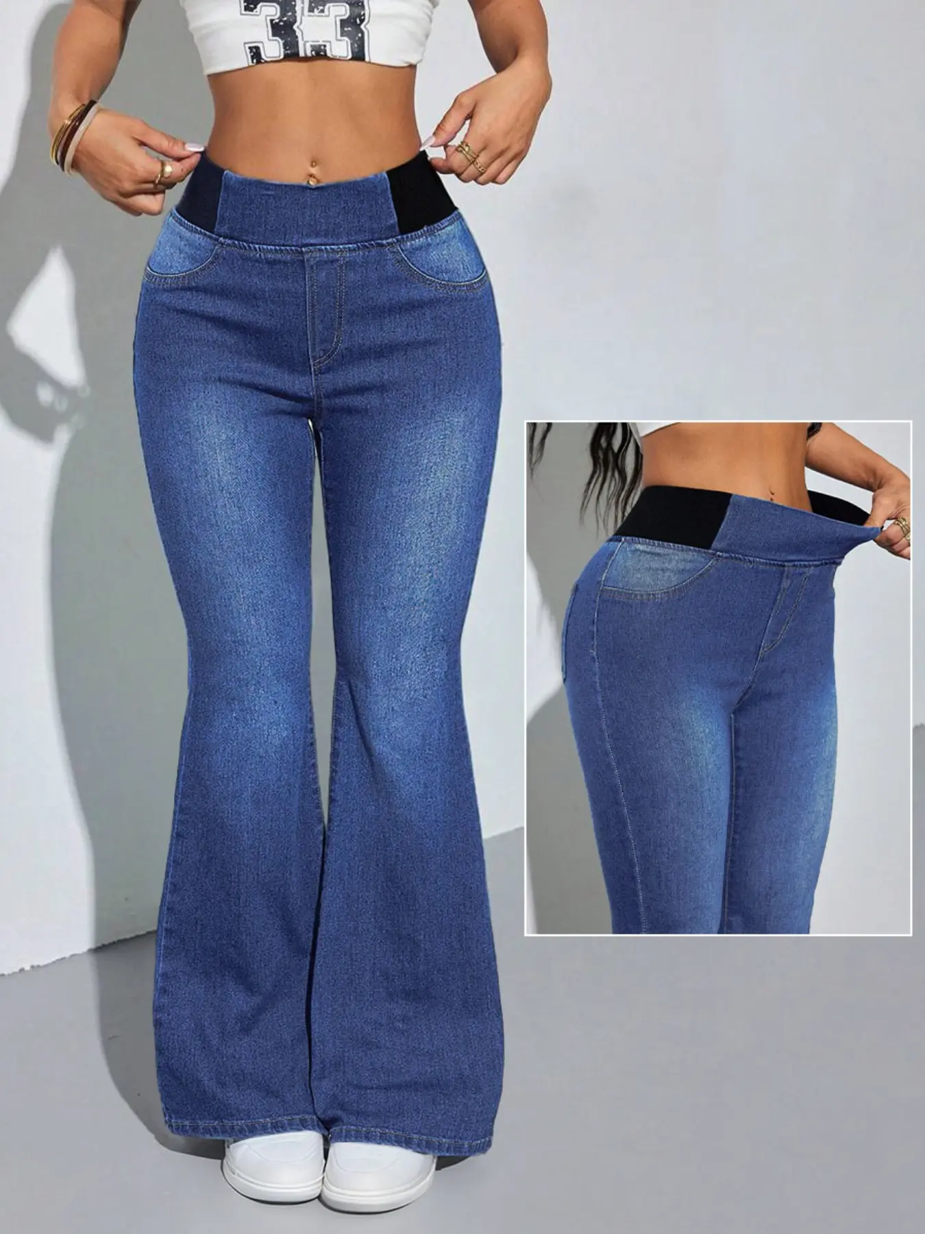 High-Waisted Stretch Flare Jeans