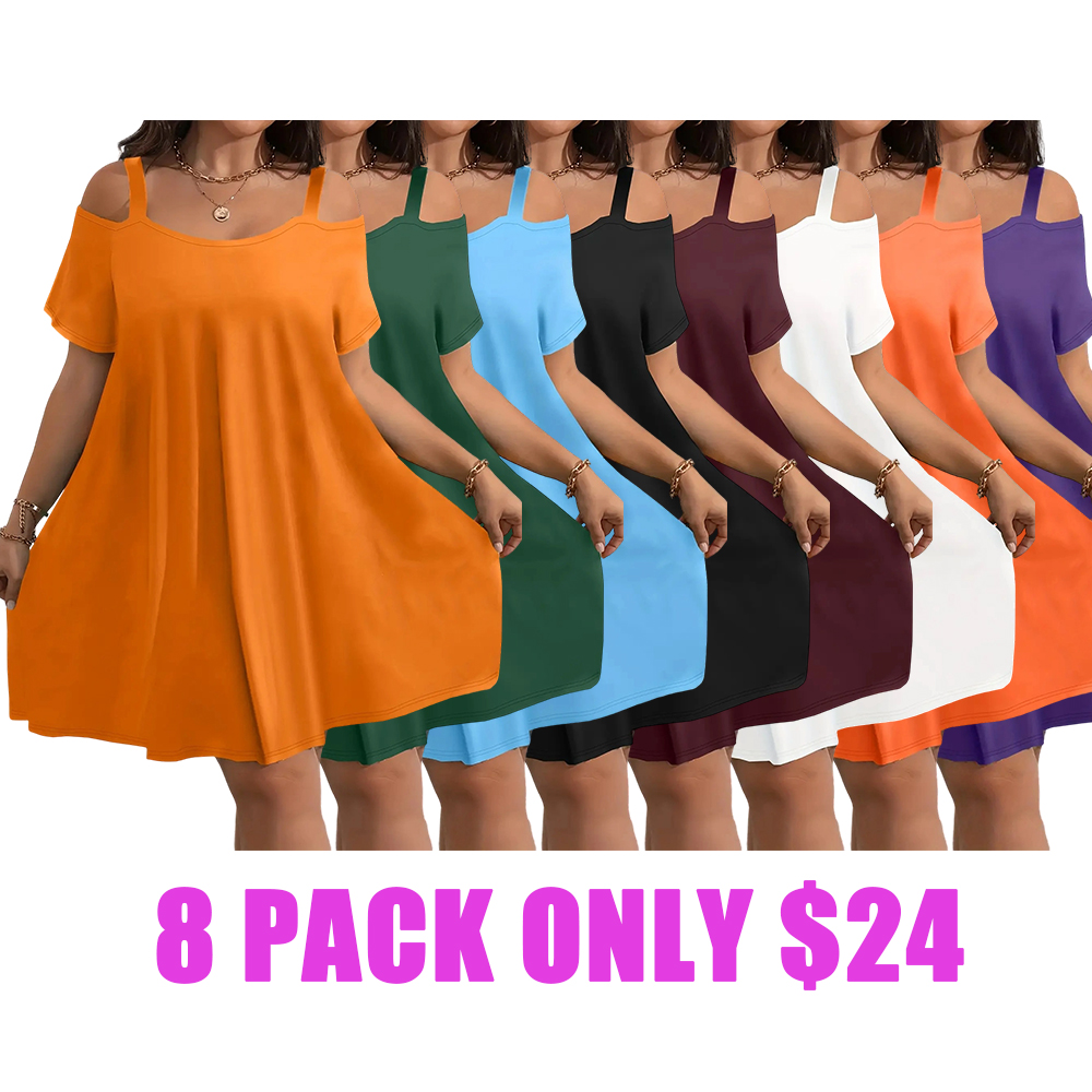 Plus Size Women's Round Neck Short Sleeve Shoulder Cut Out Fitted Casual Midi Dress