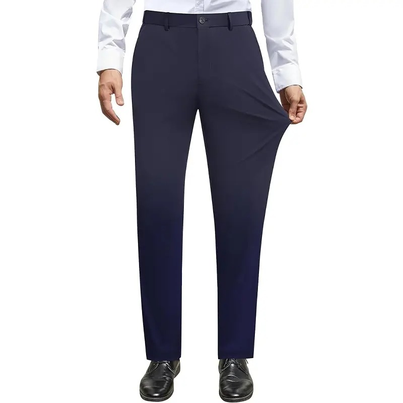 Men's Stretch Dress Pants No Iron Golf Pants Expandable Waist Flat Front Business Casual Pants