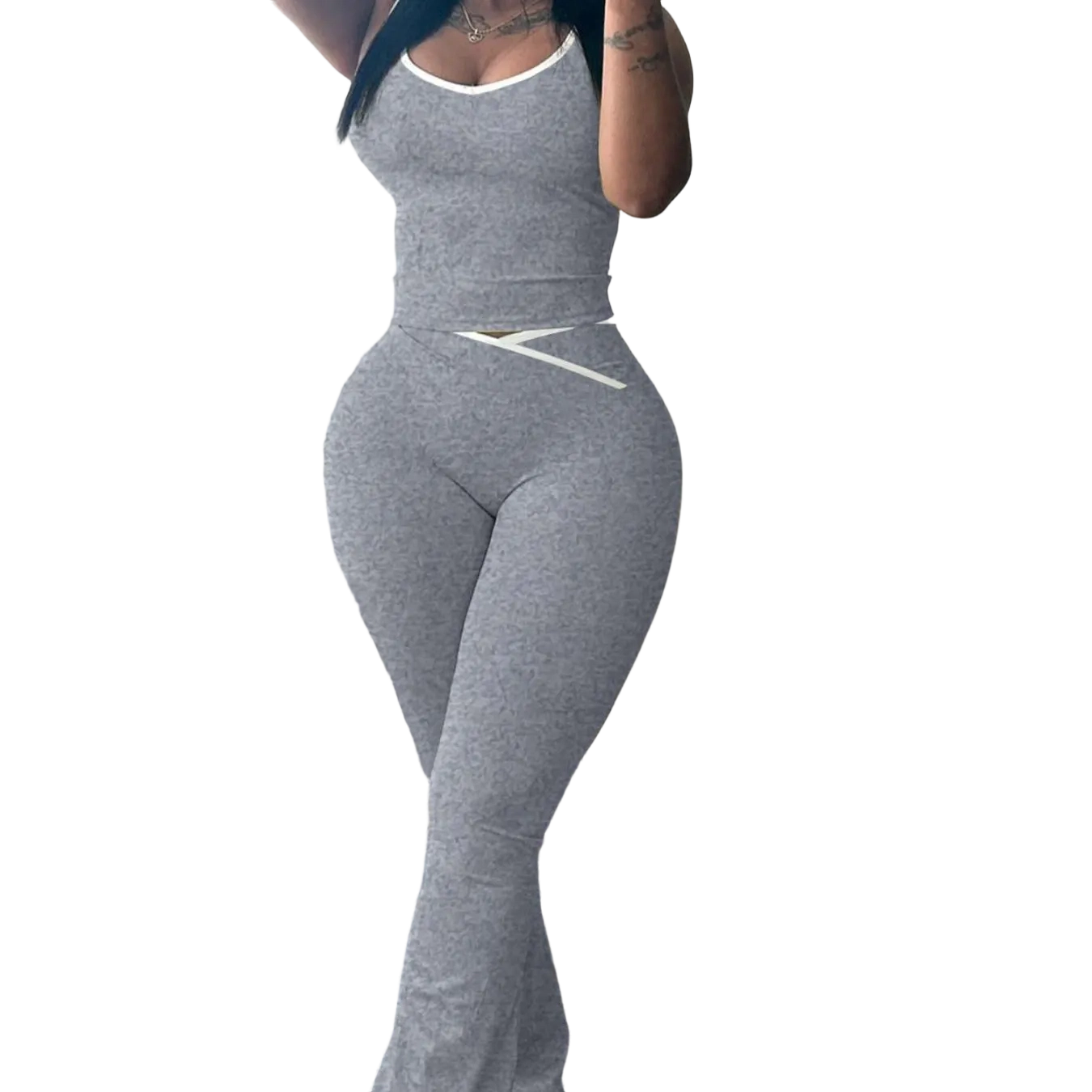 ✨Chic Colorblock Crmon Tank &. Dlarod PanteSet | Women's Sleeveless Gym YogaOutfit