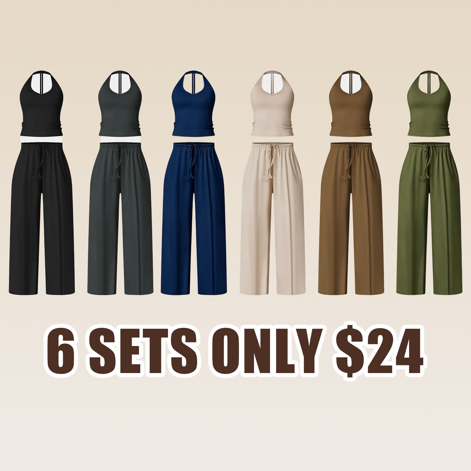 Women’s 2-Piece Wide Leg Activewear Set – High Waist Pants & Padded Sports Bra