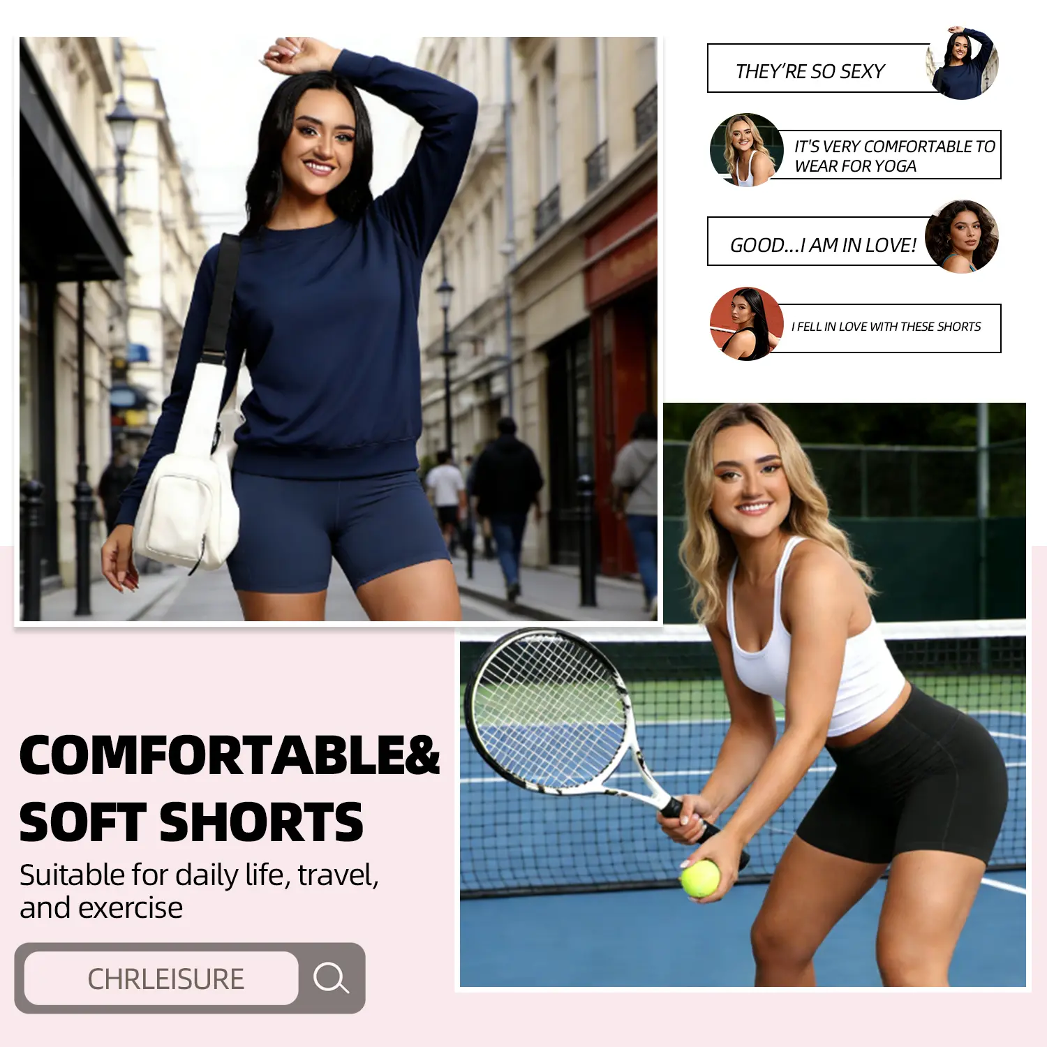 Women’s High-Waist Pocket Biker Shorts Set (4-Pack)