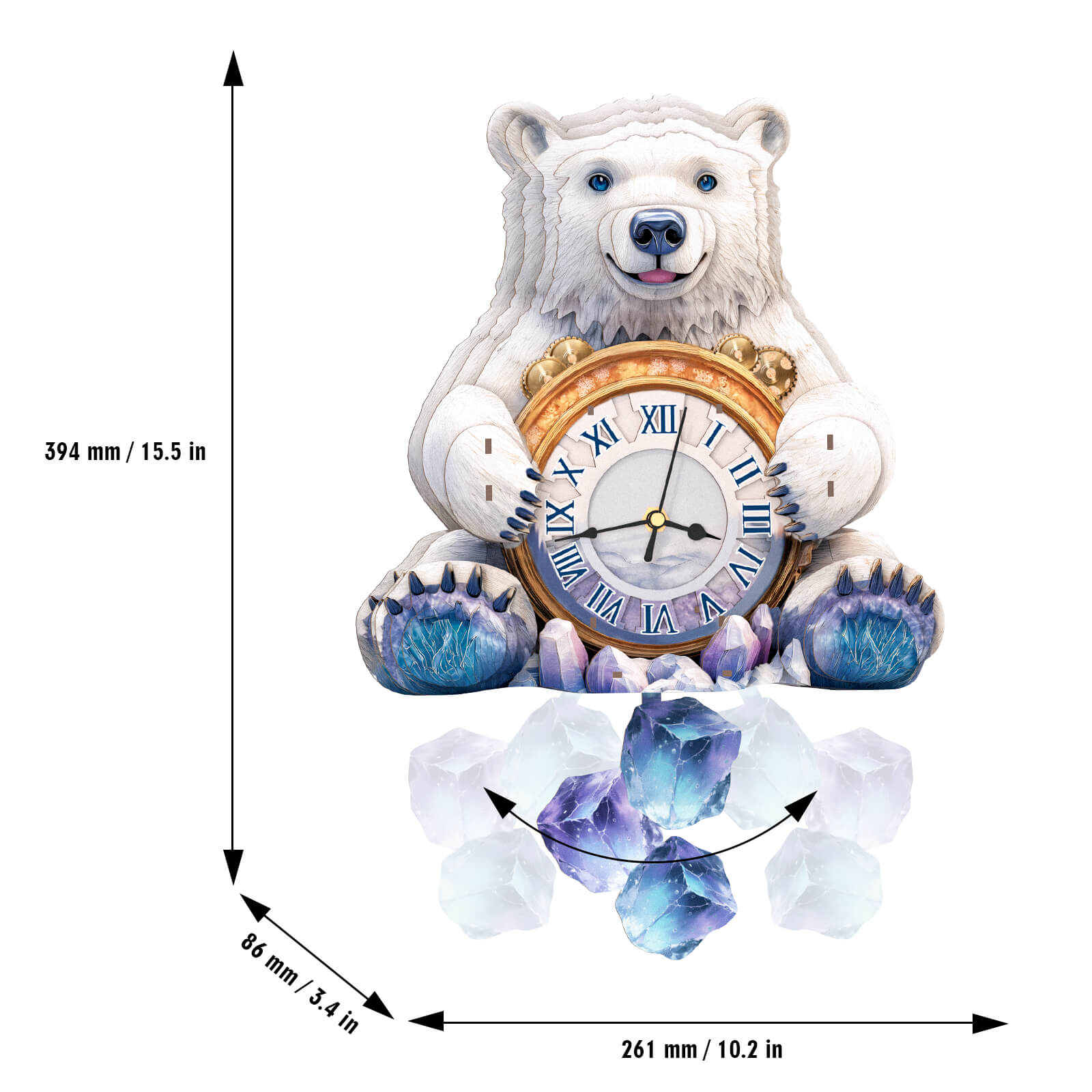 Polar bears– DIY Wooden Clock, 3D Puzzle Craft Kit