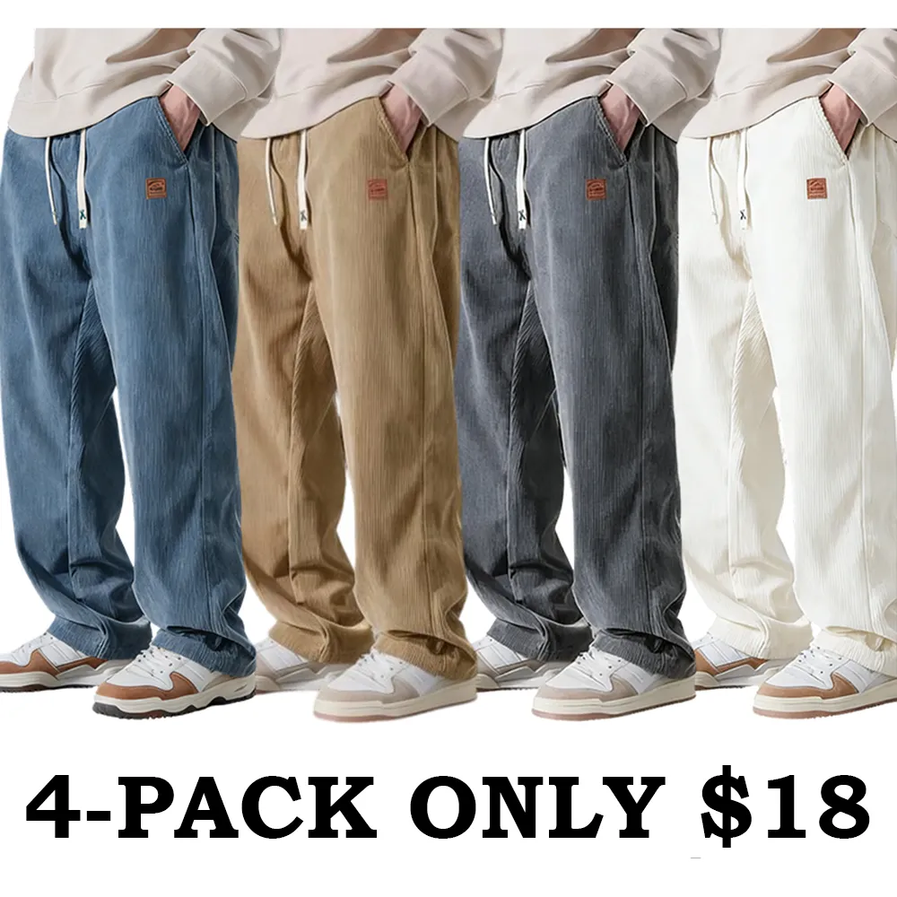 Men's Corduroy Straight-Leg Sweatpants
