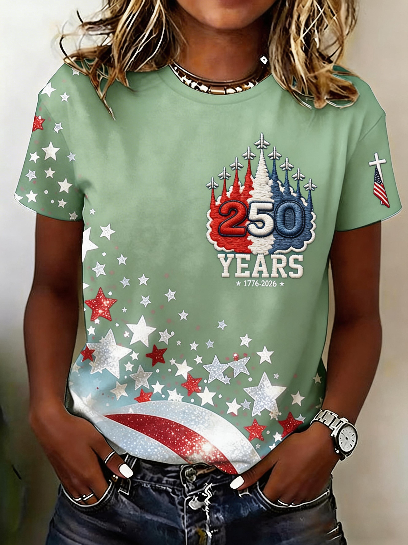 Blue Stars and Stripes Patriotic Anniversary Shirt