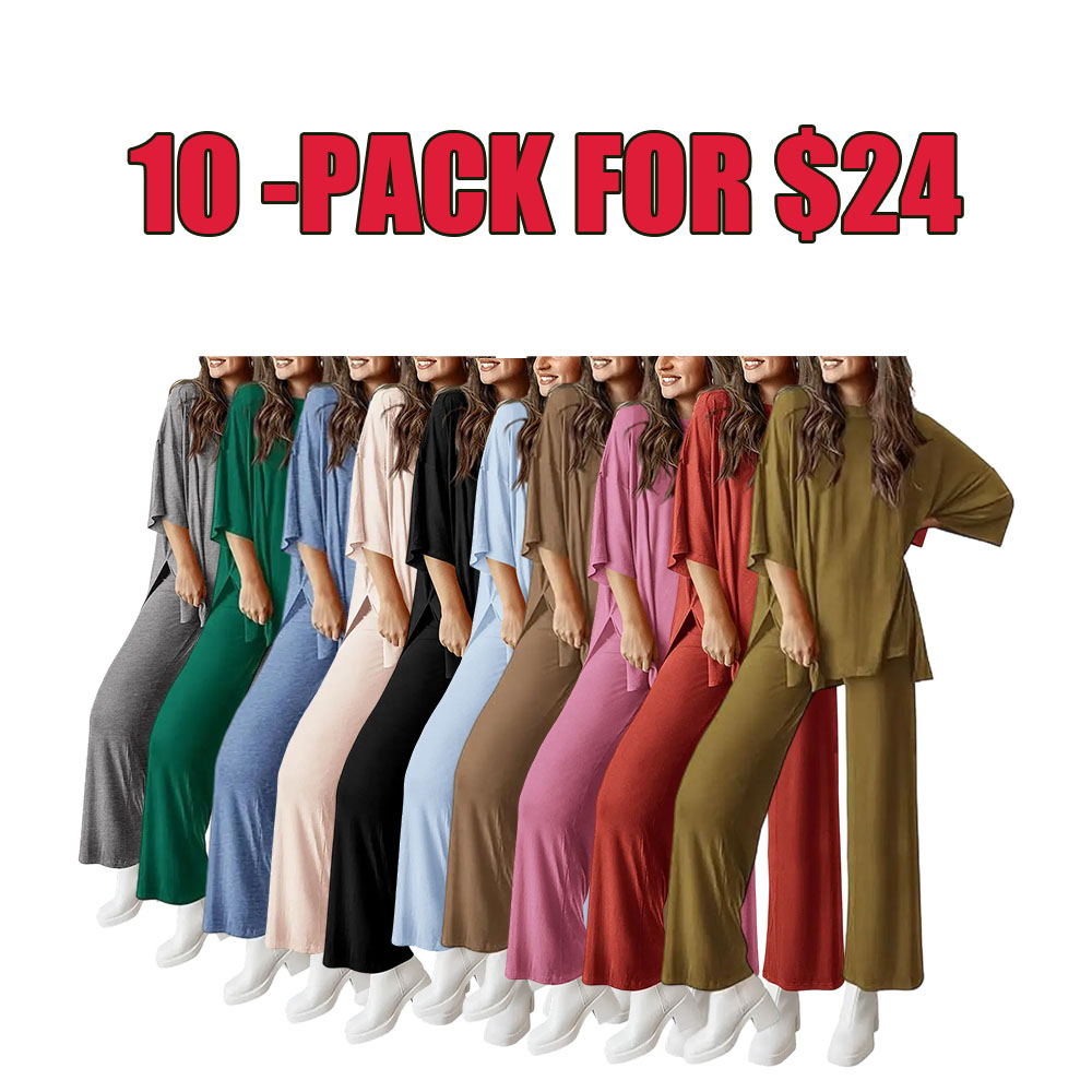 Everyday Comfort 2-Piece Lounge Set (Relaxed Fit Top & Wide Leg Pants)