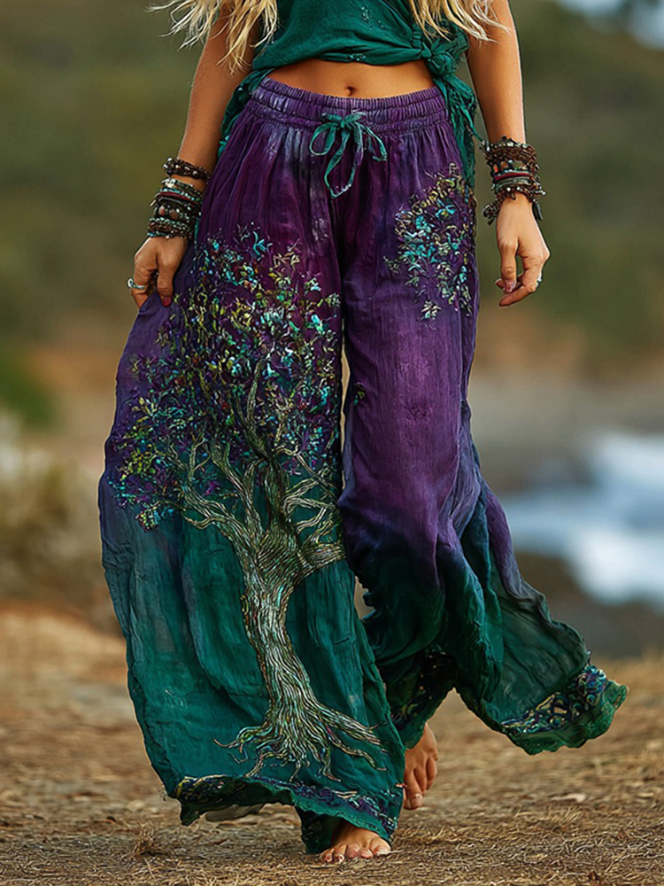 Women's Vintage Viking Celtic Knot Tree Of Life Casual Pants