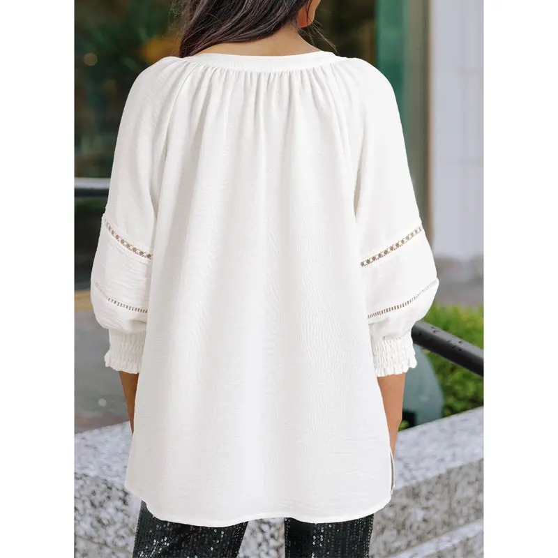 ✨✨ Women's Casual V-Neck Lantern Sleeve Tunic Blouse