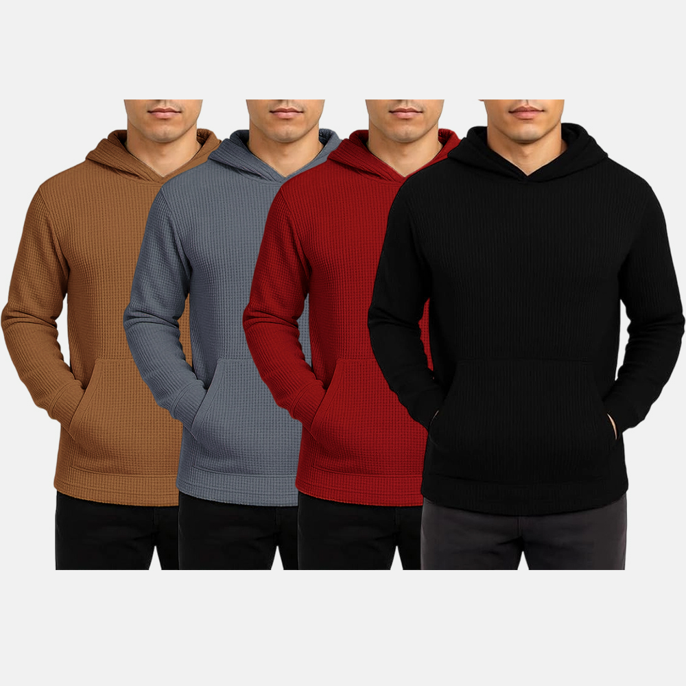 Men's Multi Pack Waffle Knit Pullover Hoodie (S-6XL)