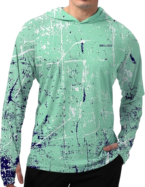 Men's UPF 50+ Sun Protection Hoodie Shirt Long Sleeve SPF Fishing Outdoor UV Hiking Lightweight Shirts