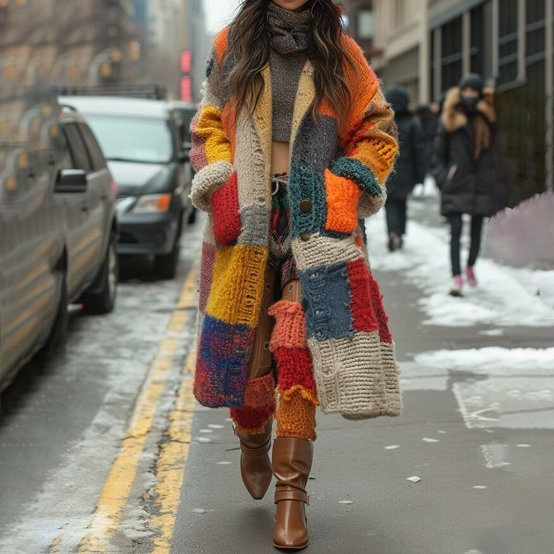 Women's Patchwork Pattern Print Cardigan ddfd